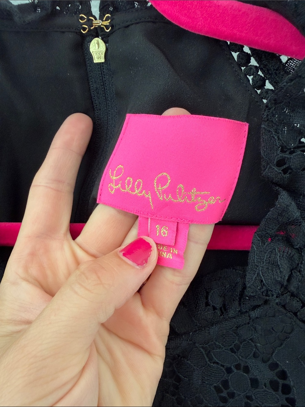 Lilly Pulitzer Black Long-Sleeve Lace Shift Dress - Picture 2 of 5